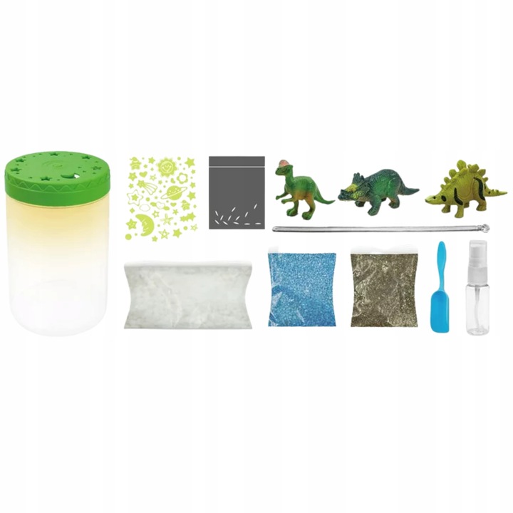 DINOZAUR OGRÓD TERRARIUM PROJEKTOR LAMPKA NOCNA PIASEK NAKLEJKI ROŚLINY