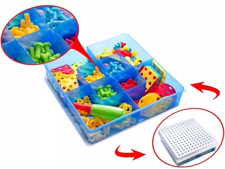 ZESTAW KLOCKÓW WIERTARKA WKRĘTARKA ŚRUBY KLOCKI KONSTRUKCYJNE 261 ELEMENTÓW