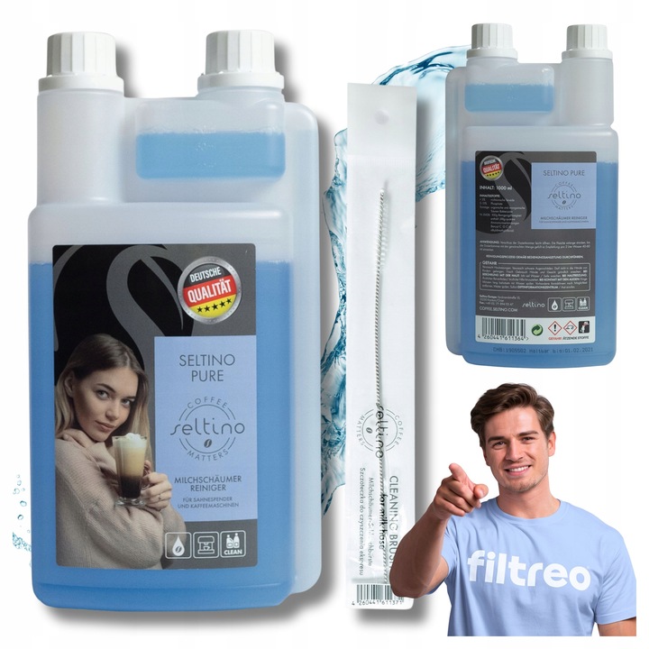 Płyn środek do czyszczenia systemu mleka seltino pure 1000ml i szczoteczka