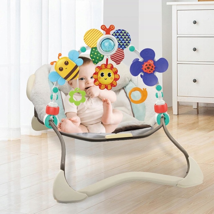 PAŁĄK z zawieszkami DO WÓZKA FOTELIKA ŁÓŻECZKA zabawka sensoryczna gryzak