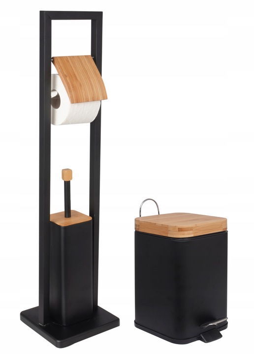 Zestaw łazienkowy KOSZ NA ŚMIECI stojak NA PAPIER TOALETOWY szczotka DO WC