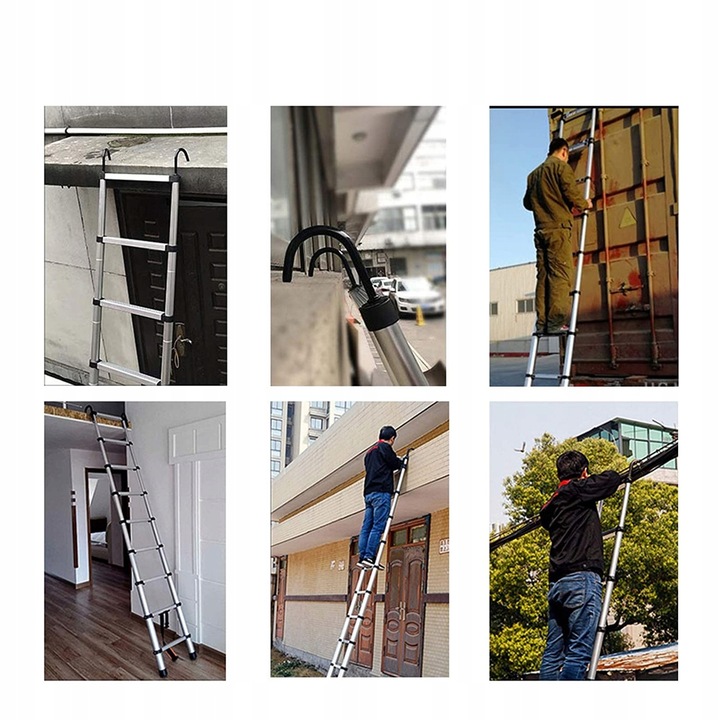 DRABINA TELESKOPOWA 6,2m Aluminiowa kładana przystawna Dayplus + hakiem