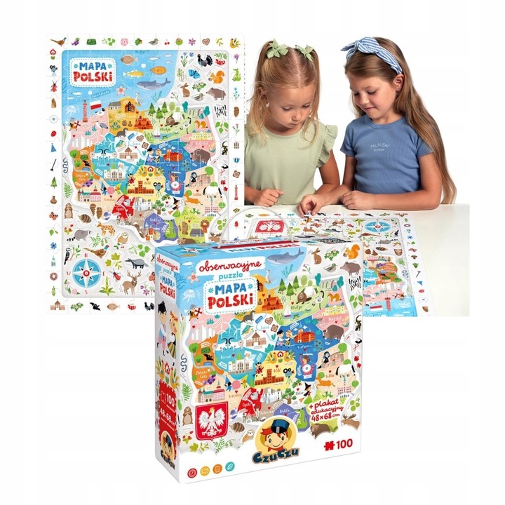 CzuCzu Puzzle Obserwacyjne MAPA POLSKI Układanka Edukacyjna 100 Elementów