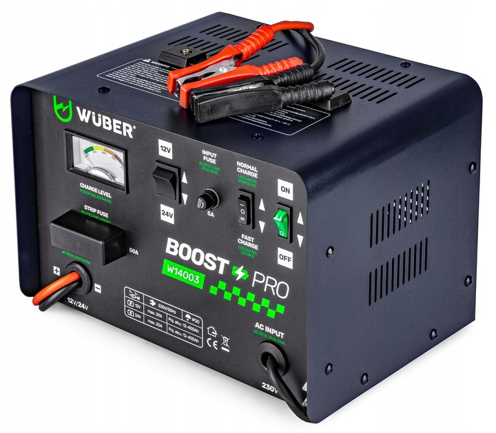PROSTOWNIK AKUMULATOROWY 29A SAMOCHODOWY 12-400AH DO ŁADOWANIA 12V24V WUBER