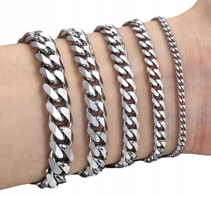 SREBRNA BRANSOLETKA PANCERKA DIAMENTOWANA MĘSKA 5mm SREBRO PRÓBA 925