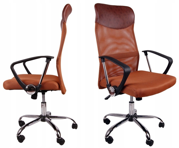 Fotel BIUROWY przewiewny obrotowy GIOSEDIO brązowy