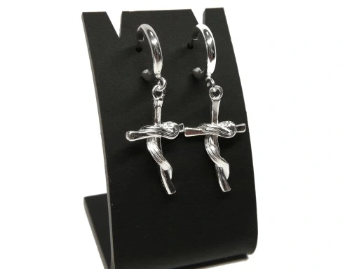 Krzyż krzyżyk opleciony srebrny komplet łańcuszek kulkowy srebro 925