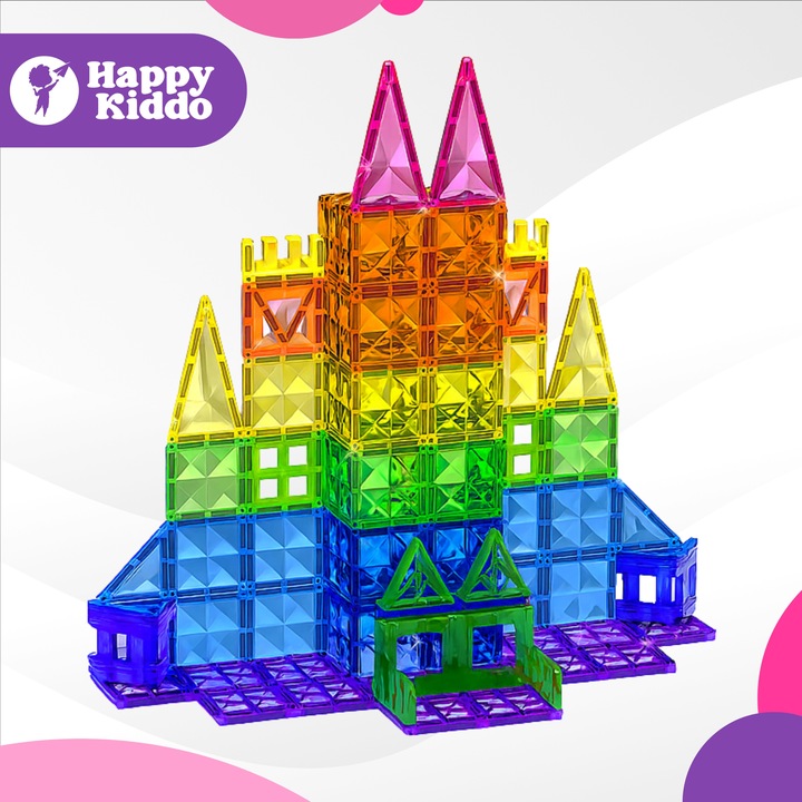 Klocki magnetyczne konstrukcyjne budowlane edukacyjne duży zamek 112 elemen