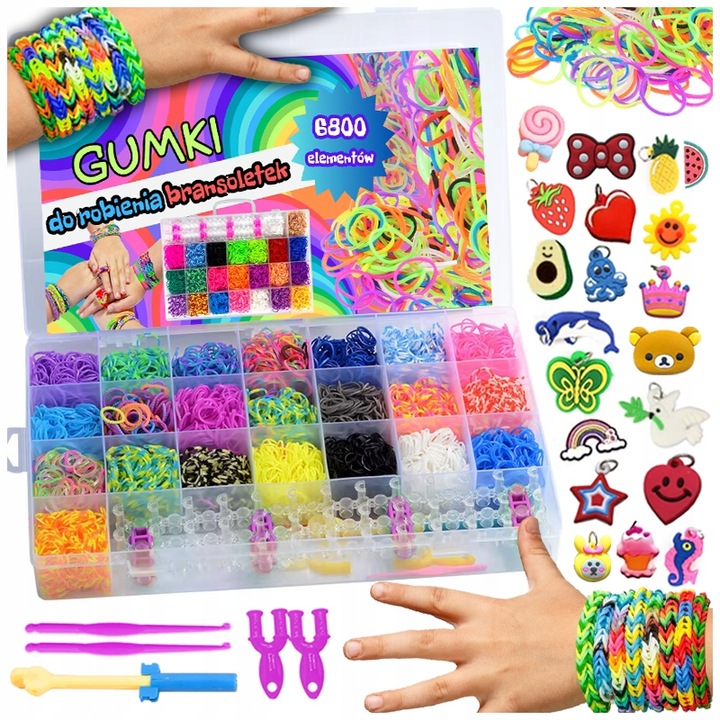 GUMKI DO ROBIENIA BRANSOLETEK DUŻY ZESTAW 6800 ELEMENTÓW XXL DLA DZIECKA