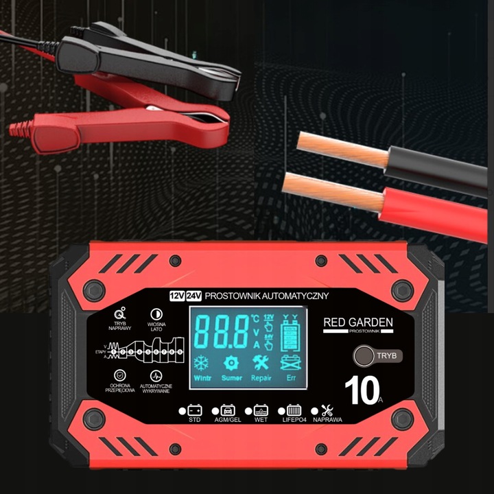 Prostownik SAMOCHODOWY AUTOMATYCZNY Z FUNKCJĄ NAPRAWY AKUMULATORÓW 12V 24V