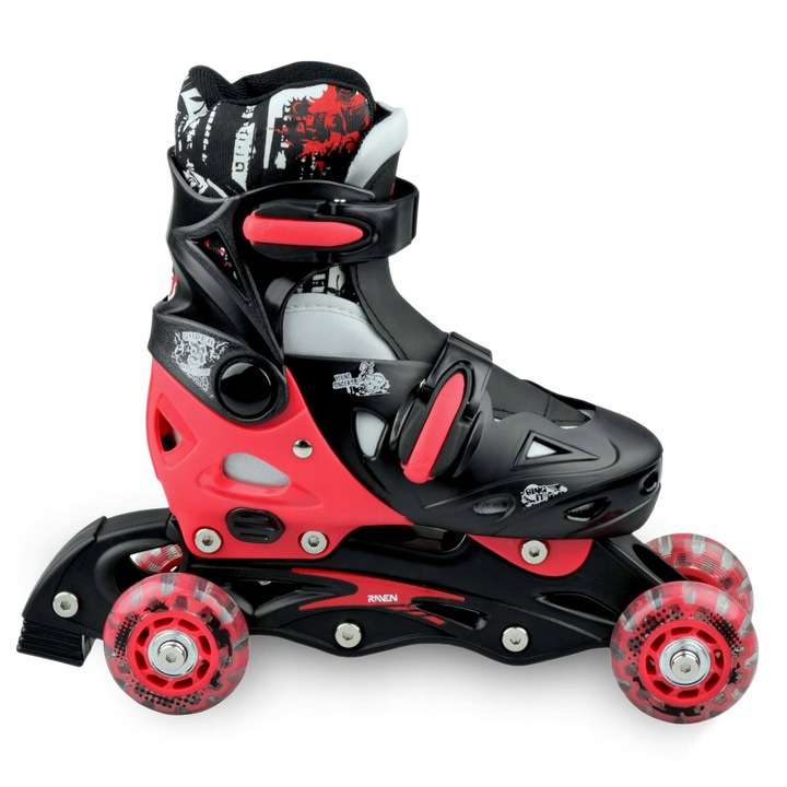 Rolko-Wrotki 3w1 Regulowane RAVEN Singer Black/Red 33-36