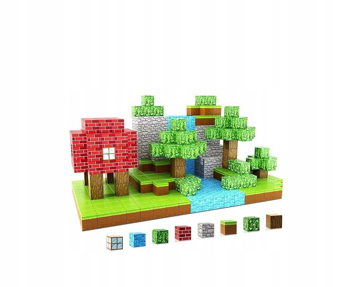 KLOCKI MAGNETYCZNE MINECRAFT DUŻY ZESTAW KONSTRUKCYJNY 100 ELEMENTÓW
