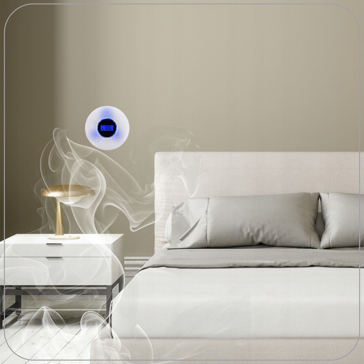 Czujnik Czadu i dymu Tlenku Węgla Detektor Alarm Wykrywacz Czadu CERTYFIKAT