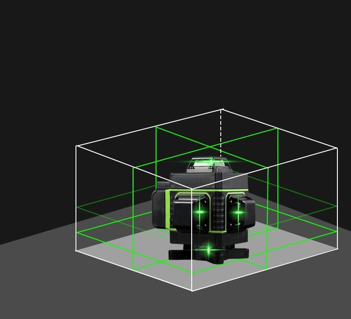 POZIOMNICA LASEROWA LASER KRZYŻOWY 4D 360 + STATYW 16 linii laserowych