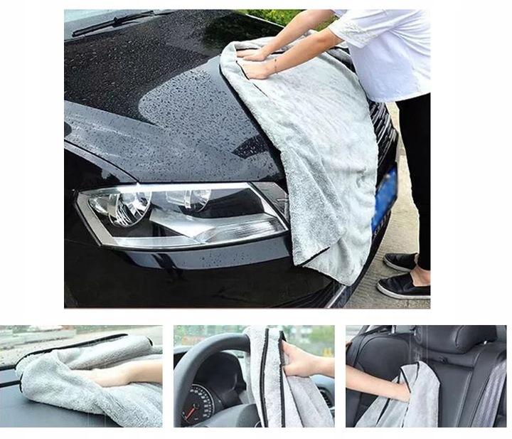 DUŻY RĘCZNIK ŚCIERKA Z MIKROFIBRY DO OSUSZANIA AUTA 1200GSM 50X80CM 2sztuki