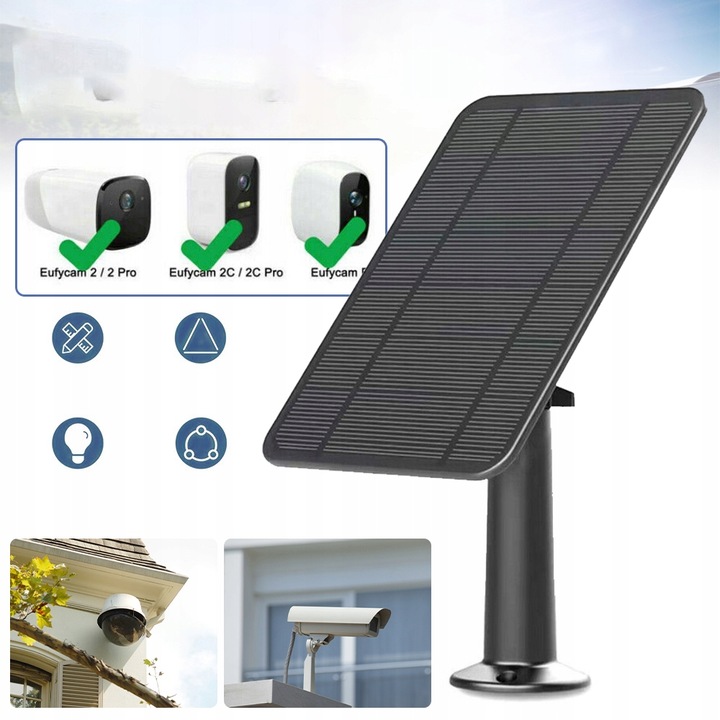 PANEL SŁONECZNY 4W DO KAMERY BEZPIECZEŃSTWA, PANEL SŁONECZNY MICRO USB