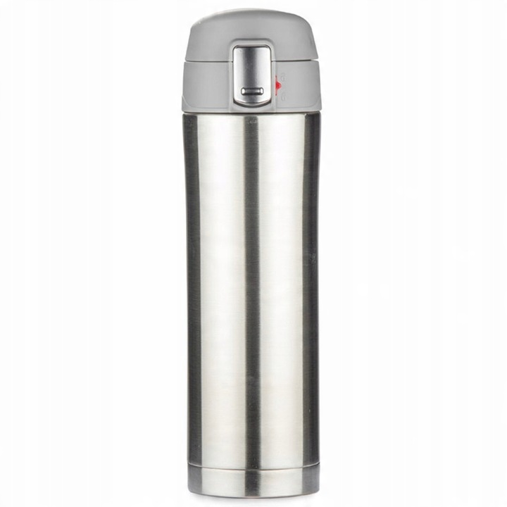 KUBEK LOCK 440 ML SREBRNY termiczny szczelny z blokadą i izolacją próżniową