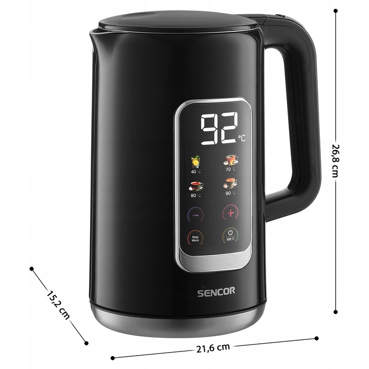 Czajnik elektryczny bezprzewodowy Sencor 2200W 1,7L LED ustawianie temp
