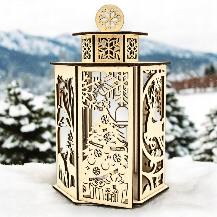 Lampion Adwentowy drewniany LATARENKA roraty ADWENT LAMPKA LED XL