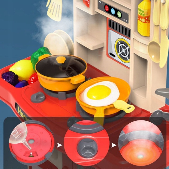 MINI KUCHNIA DLA DZIECI ROZWOJOWA KRAN PALNIKI PARA INTERAKTYWNA AKCESORIA