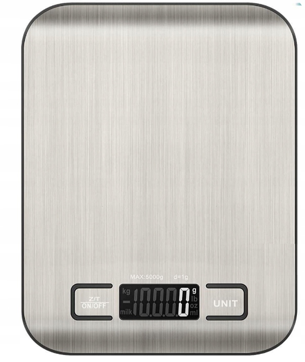 WAGA KUCHENNA elektroniczna precyzyjna WAGA wyświetlacz LCD 5000g SREBRNA