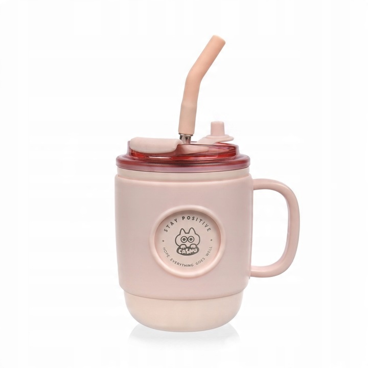 Kubek Termiczny ze Słomką Casno Booker 450 ml Różowy