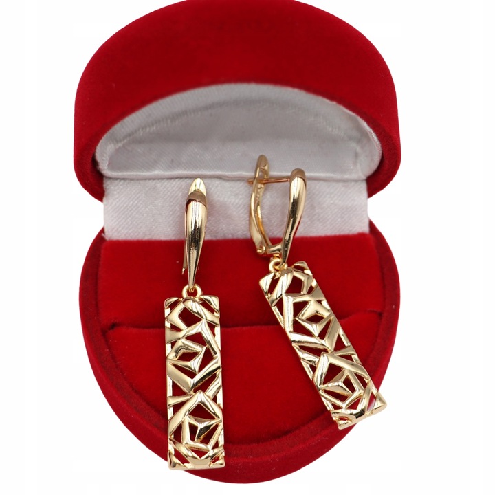 Złote KOLCZYKI ze stali chirurgicznej 316L K1251 ELEGANCKIE Z CYRKONIA