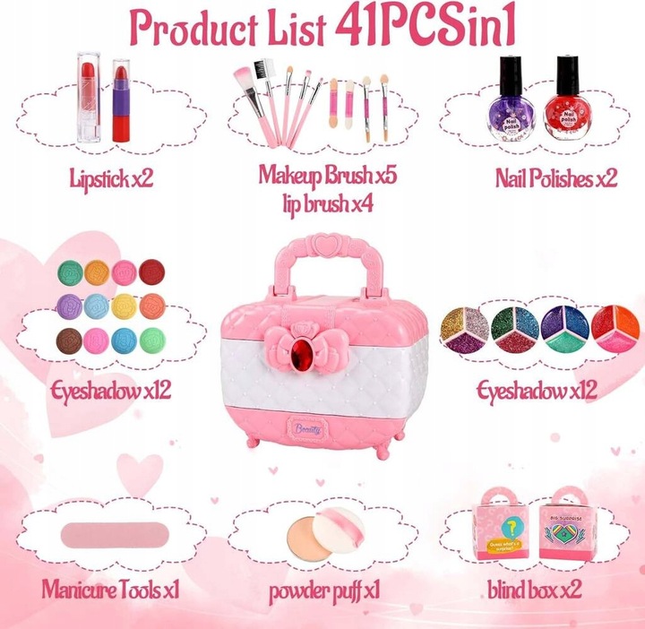 KUFEREK KOSMETYKÓW MAKEUP DLA DZIECI DO MALOWANIA MAKIJAŻU DLA DZIECI XXL