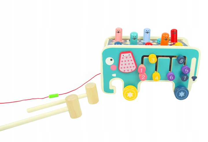 LT301 WBIJAK SŁOŃ DREWNIANY MONTESSORI KOSTKA EDUKACYJNA