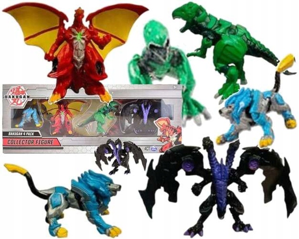 BAKUGAN ZESTAW 4w1 FIGURKI KOLEKCJONERSKIE DRAGONOID TROX HYDOROUS NILLIOUS