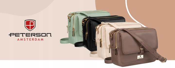 Listonoszka damska Peterson torebka na ramię z paskiem ze skóry eko modna