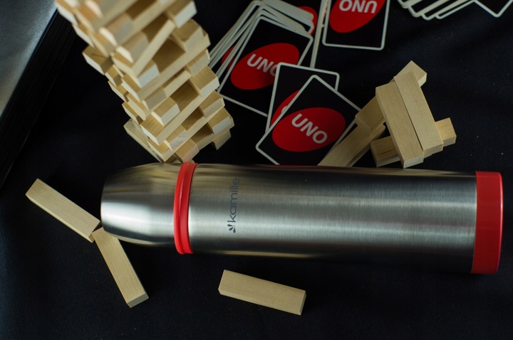 KUBEK TERMICZNY TERMOS STALOWY 100% SCZELNY pojemny bidon KAMILLE 1l