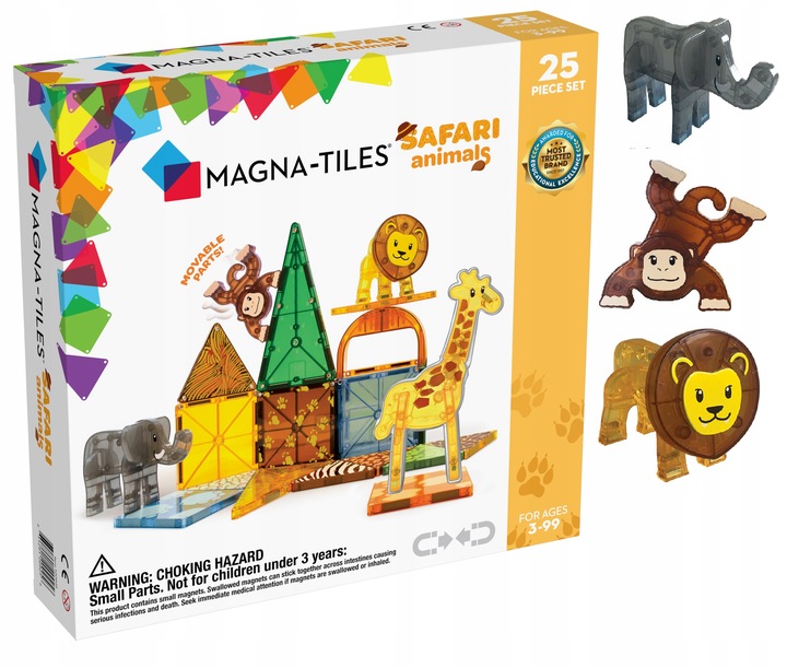 MAGNA-TILES KLOCKI MAGNETYCZNE SAFARI ANIMALS 25 elem. zwierzątka