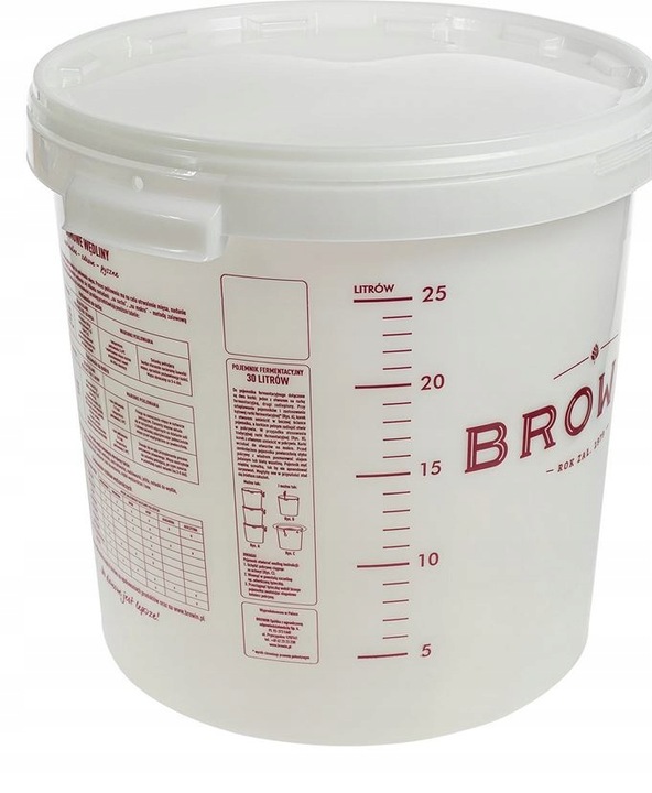 Pojemnik fermentacyjny na wino, miąższ 30 litrów z pokrywką BROWIN
