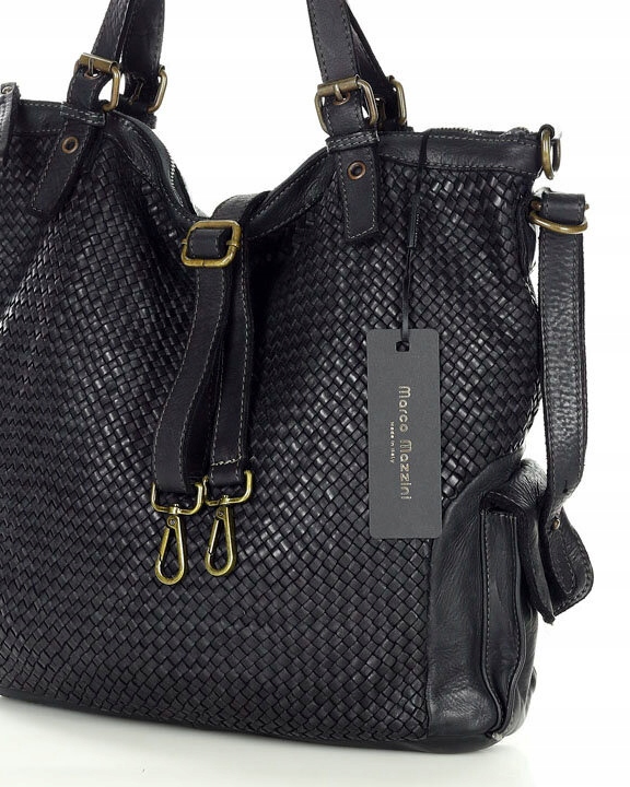 Skórzana torebka shopper z regulowanymi rączkami