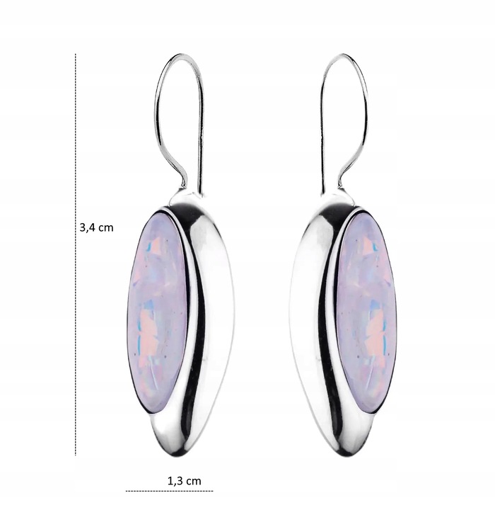 Kolczyki srebrne pr925 z białymi błyszczącymi kamieniami Opal Biały