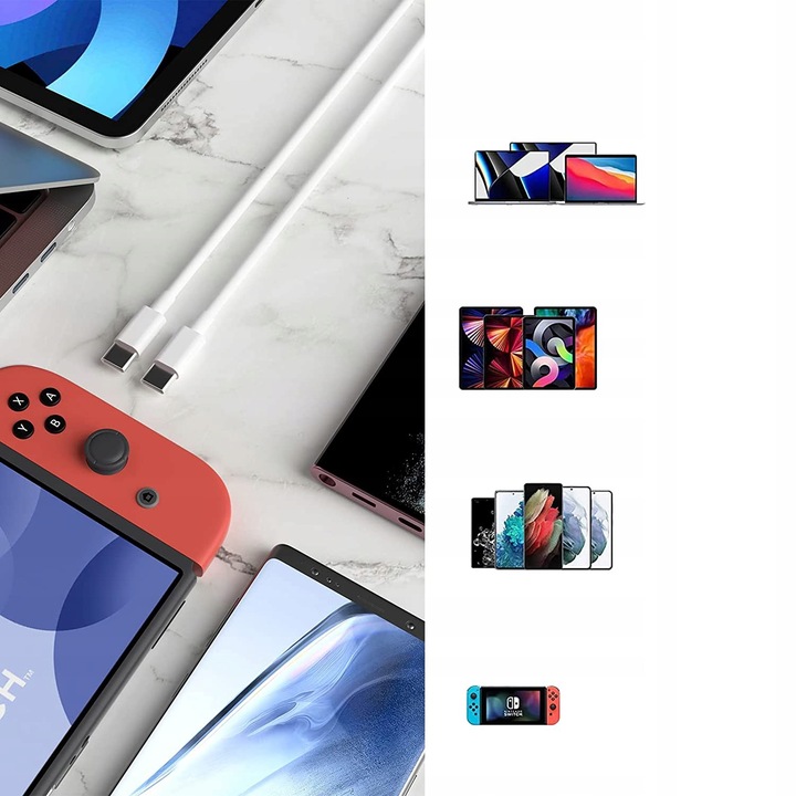 SZYBKA ŁADOWARKA do IPHONA 2X USB C 50W + 1xKABLE USB-C + 1xLightning 1,5m