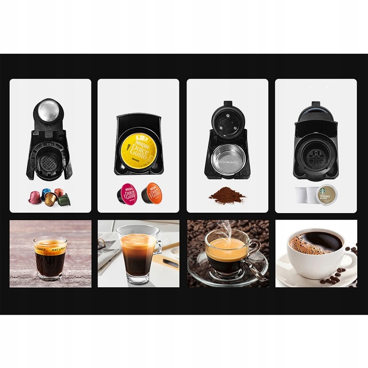 EKSPRES DO KAWY NA KAPSUŁKI CIŚNIENIOWY 20 BARÓW 4W1 NESPRESSO DOLCE GUSTO