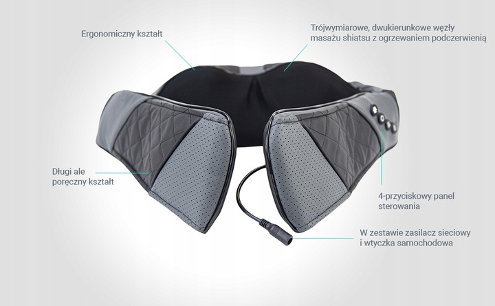 ODPRĘŻAJĄCY MASAŻER SHIATSU VENGA RAMION 3PRĘDKOŚCI PODCZERWIEŃ PODGRZEWANY