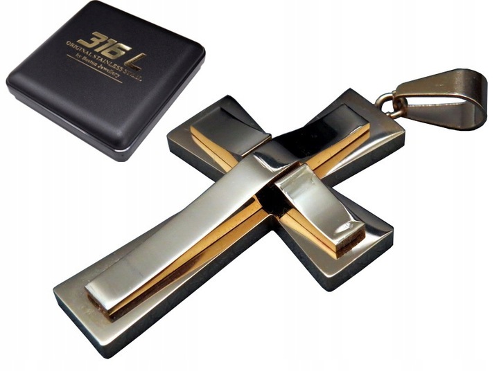 ZŁOTY SREBRNY KRZYŻ KRZYŻYK NA ŁAŃCUSZEK STAL 316L