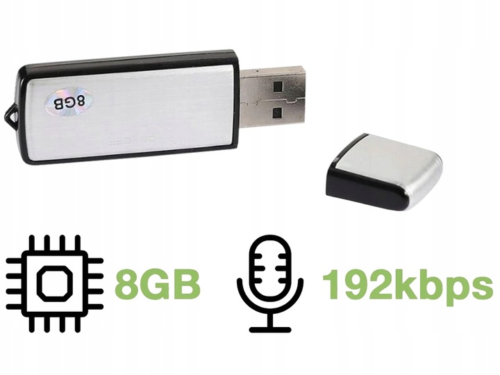MINI DYKTAFON SZPIEGOWSKI PODSŁUCH PENDRIVE USB