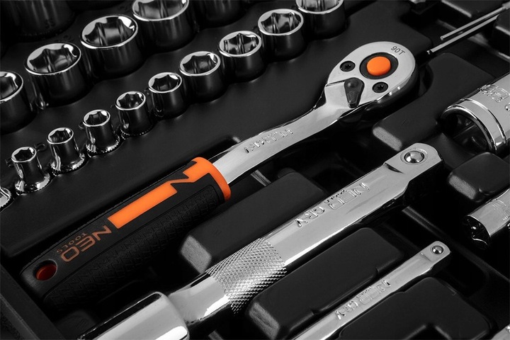 NEO ZESTAW KLUCZE NASADOWE 1/2" 1/4" 73el CRV BITY TORX NASADKI 10-054