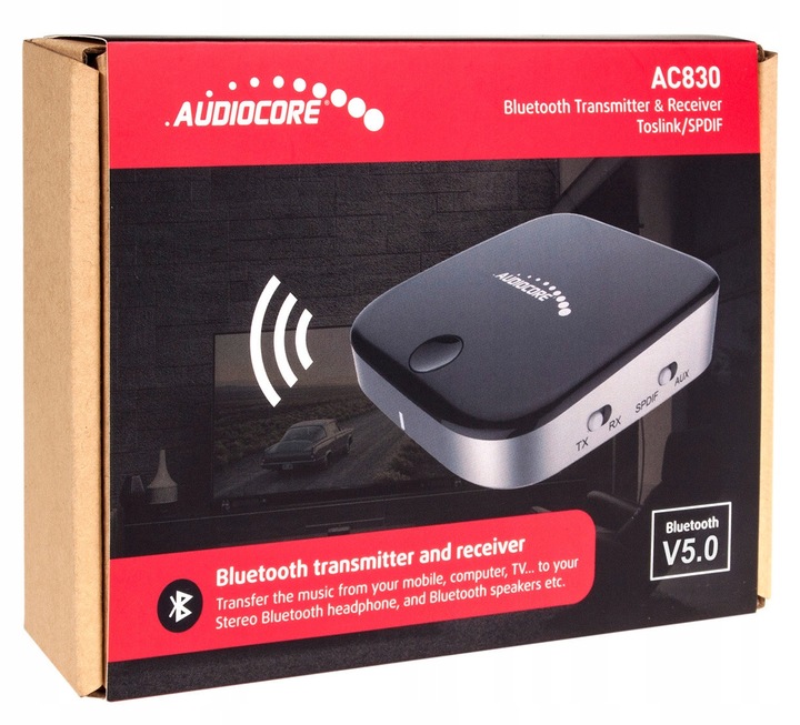Odbiornik i Nadajnik Bluetooth Apt-X HiFi Audio Toslink AUX Audiocore AC830