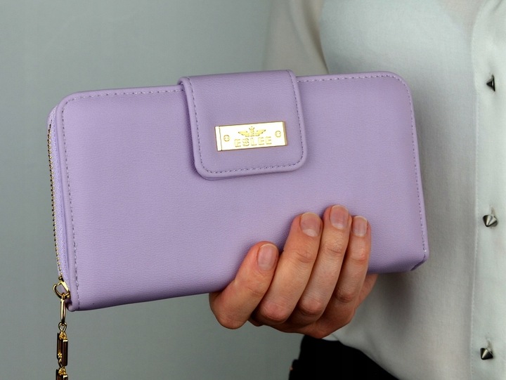 PORTFEL DAMSKI DUŻY TOREBKA NA ZAMEK PODWÓJNY MODNY ORGANIZER SUWAK STYLOWY