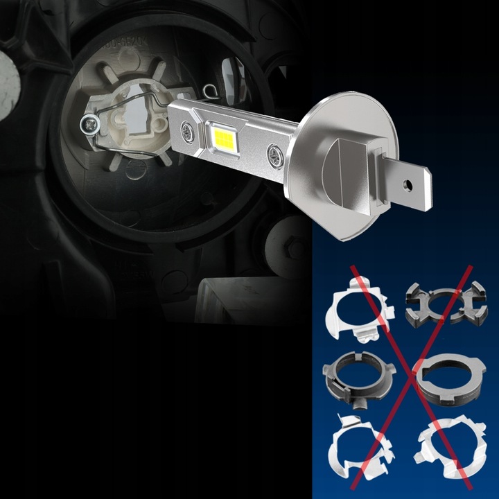 ŻARÓWKI LED H1 RETRIFY S&D ULTRA CICHE FANLESS LINE 1:1 BEZ ADAPTERÓW 6500K