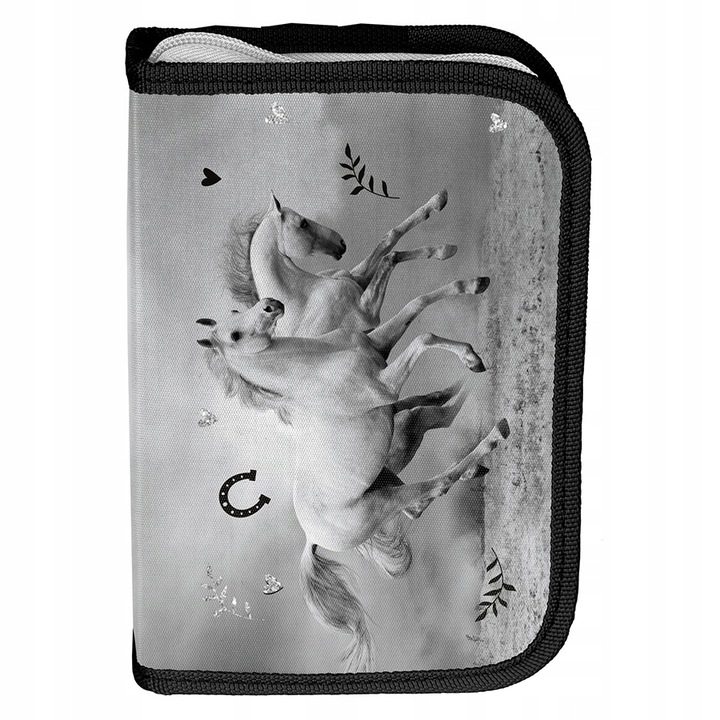 Piórnik szkolny jednokomorowy z wyposażeniem Konie dla dziewczynki Paso