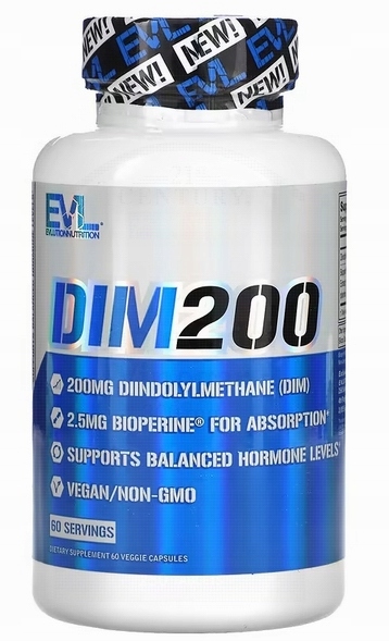 DIM 200mg z Bioperine 60k vege Evlution Nut USA