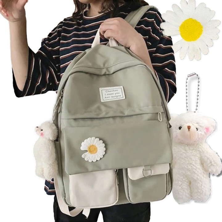 PLECAK SZKOLNY DLA NASTOLATKI DUŻY A4 MODNY TORNISTER+lunch box+Długopisy