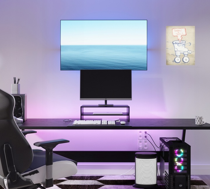 PODSTAWKA POD MONITOR Z PÓŁKĄ NA BIURKO NADSTAWKA PODNOSI EKRAN O 14 CM