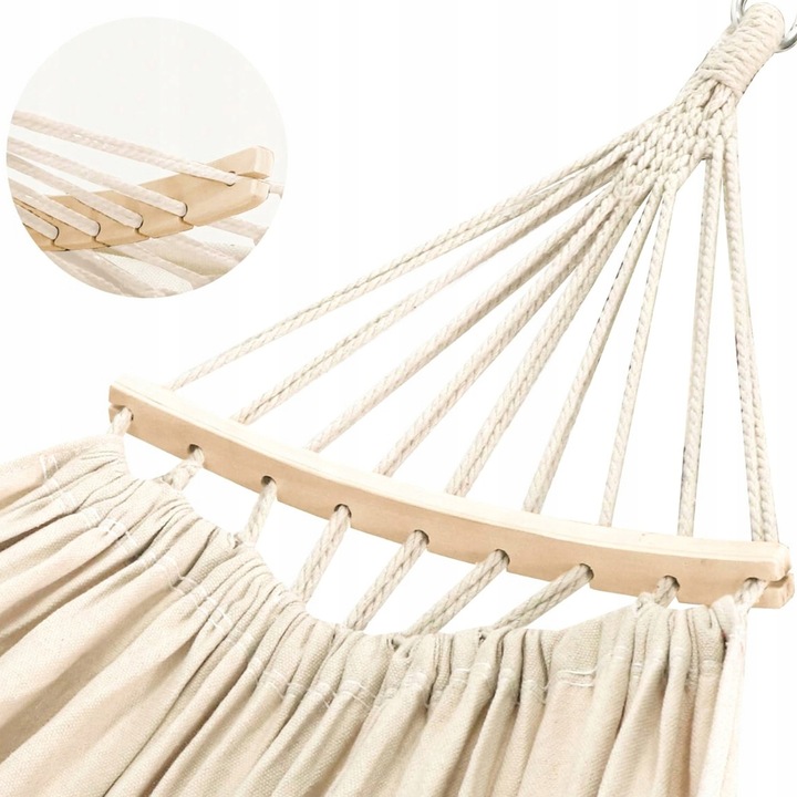 HAMAK OGRODOWY XXL BRAZYLIJSKI dwuosobowy WZMOCNIONY DRĄŻEK 260 x 155 cm